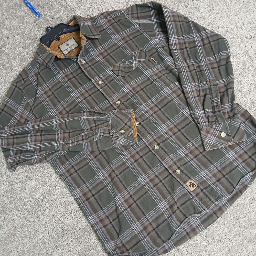 Legendary Whitetails Mens Flannel Shirt Medium‎ Green Plaid Flannel Cotton Shirt